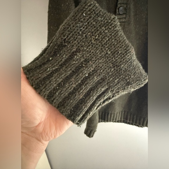 VTG Eddie Bauer Wool Blend Knit Pullover Henley Sweater Men’s SZ L Tall Green - Picture 3 of 7